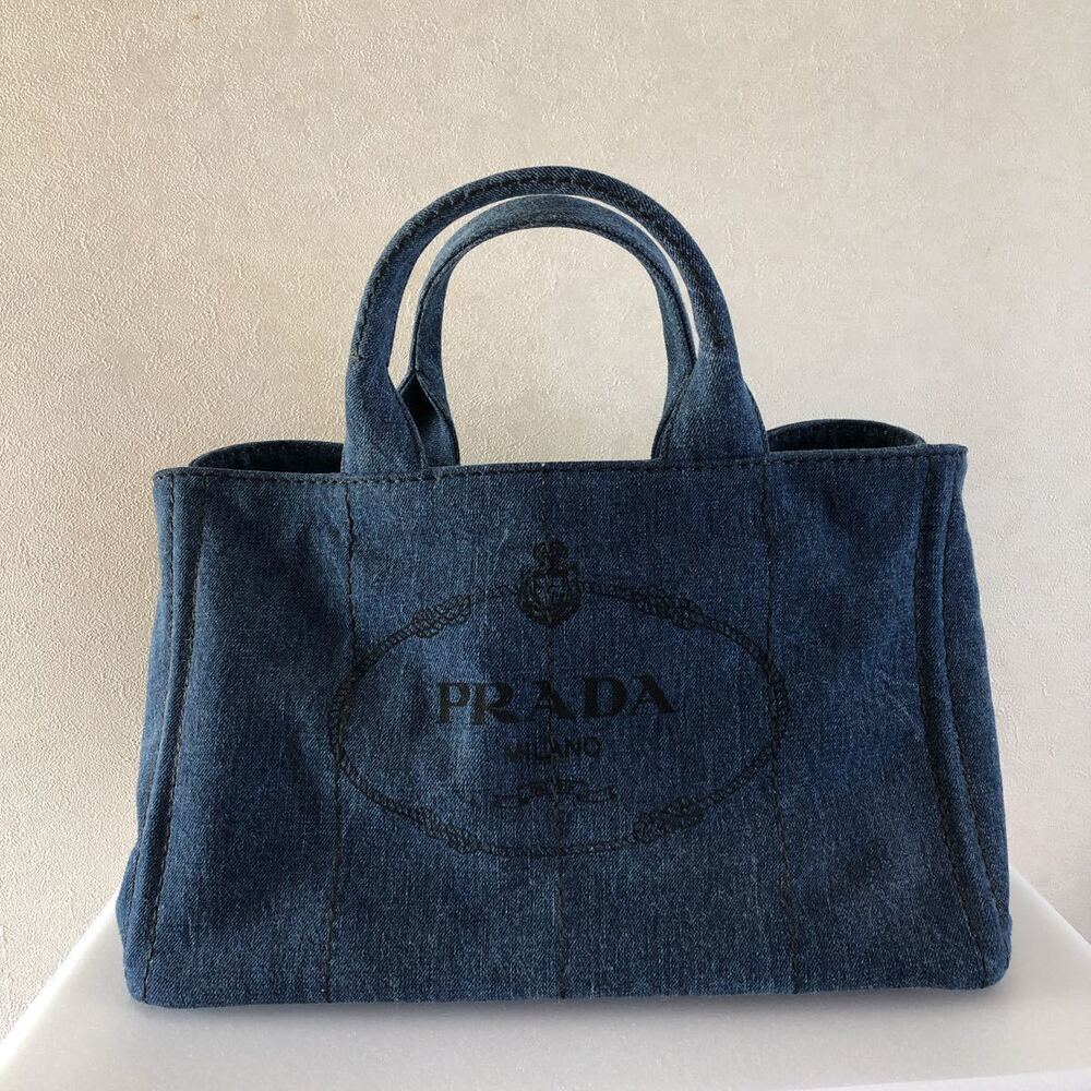 PRADA Canapa Denim Tote Bag